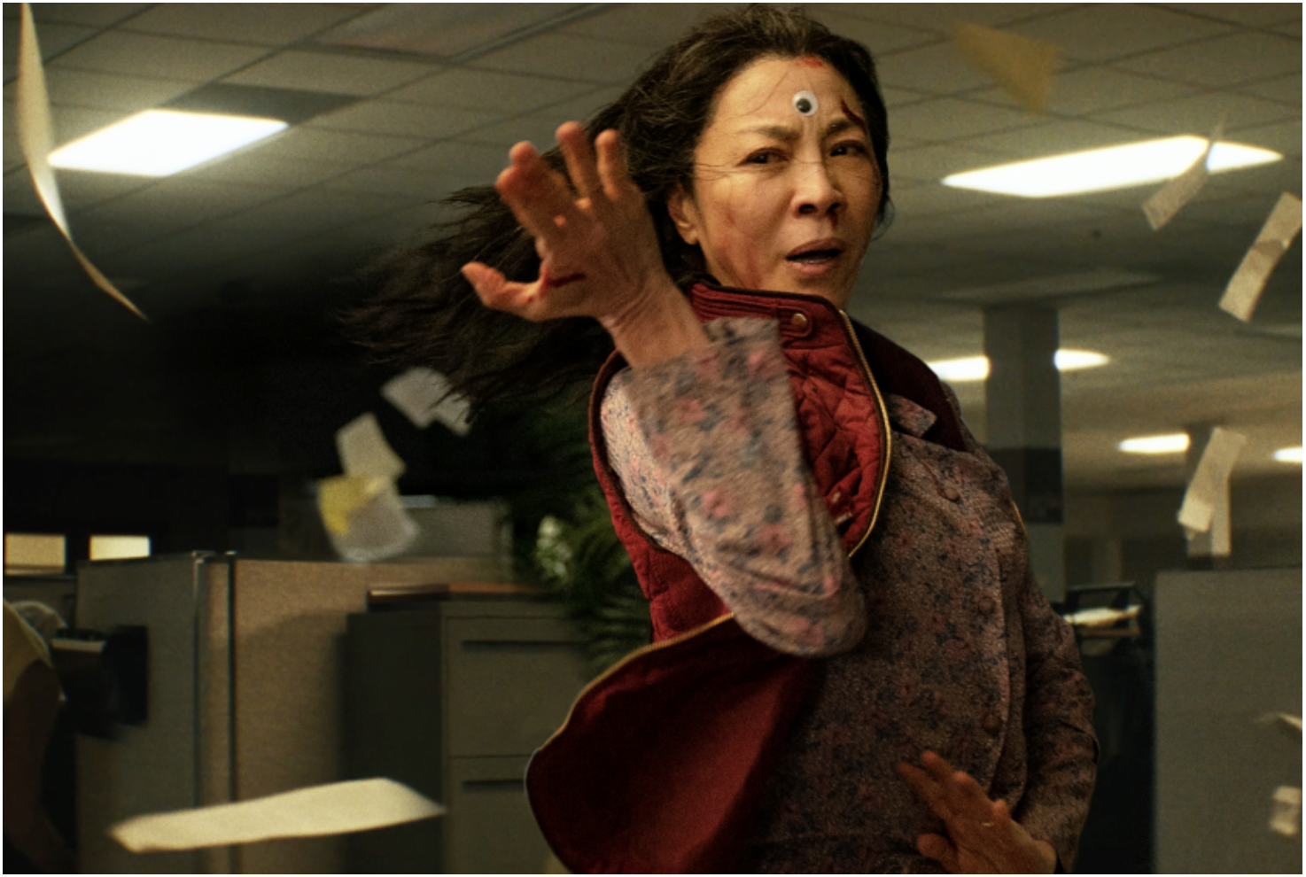 A screenshot of Michele Ye doing Kung Fu in Everything, Everywhere, All at Once