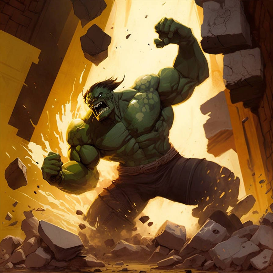 The Incredible Hulk Smashing through a wall